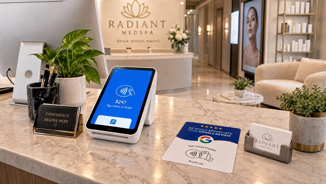 Google Review Tap Card at a med spa